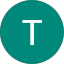 White capital letter "T" centered on a solid teal circular background, inspired by the minimalistic style of Alan Portaluppi.