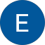 White capital letter "E" centered on a solid blue circular background.