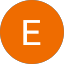 A white capital letter "E" centered on an orange circular background, designed by Isaac Kassab.