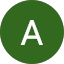 A white capital letter "A" is centered on a solid green circular background, designed by Kyle Proctor.