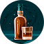 A bottle of whiskey and a filled glass are placed side by side against a dark teal background, capturing the refined style of Jhonattan Lamus.